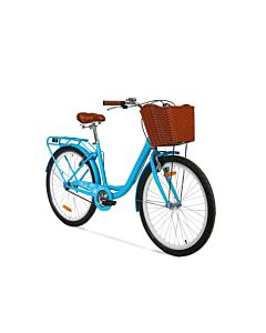 BICICLETA PASEO TOPMEGA LUX R26 ACERO 1VEL CELESTE